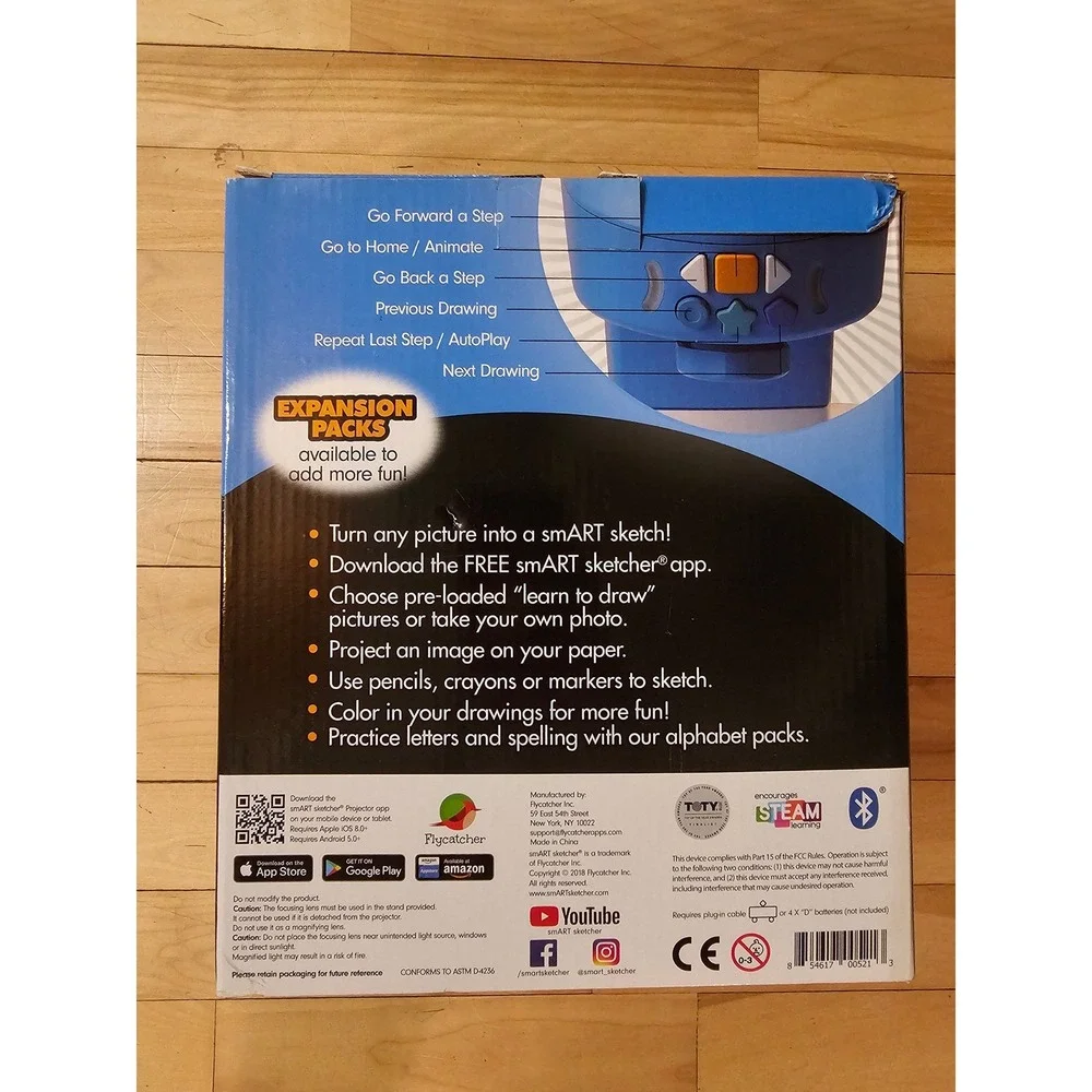 Flycatcher smART sketcher Projector Kids Drawing Writing STEAM Toy Blue White